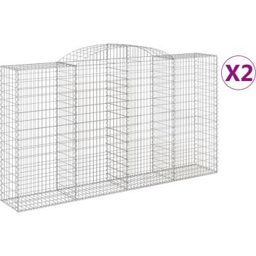 vidaXL-Schanskorven-2-st-gewelfd-300x50x160/180-cm-ijzer