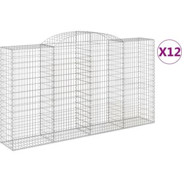 vidaXL-Schanskorven-12-st-gewelfd-300x50x160/180-cm-ijzer