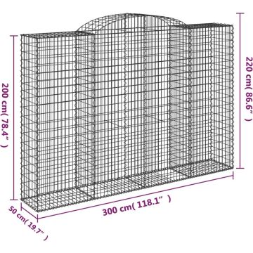 vidaXL Schanskorven 2 st gewelfd 300x50x200/220 cm ijzer