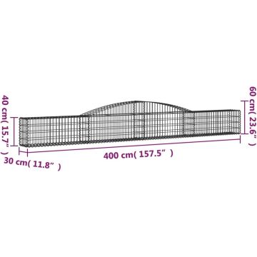 vidaXL Schanskorven 4 st gewelfd 400x30x40/60 cm ijzer