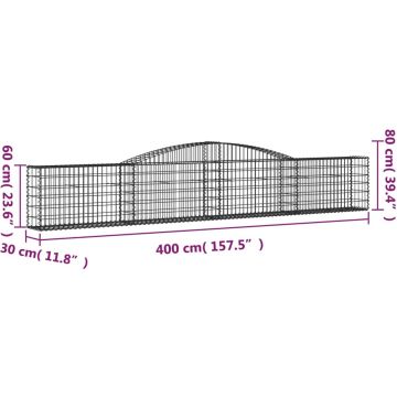 vidaXL Schanskorven 8 st gewelfd 400x30x60/80 cm ijzer