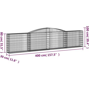 vidaXL Schanskorven 3 st gewelfd 400x30x80/100 cm ijzer