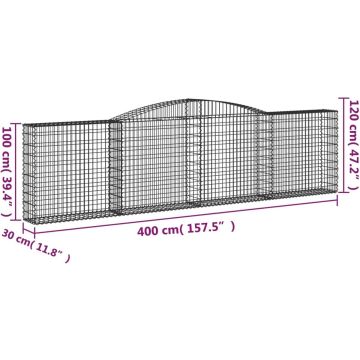 vidaXL Schanskorven 2 st gewelfd 400x30x100/120 cm ijzer