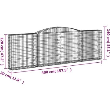 vidaXL Schanskorven 4 st gewelfd 400x30x120/140 cm ijzer