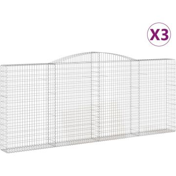 vidaXL-Schanskorven-3-st-gewelfd-400x30x160/180-cm-ijzer