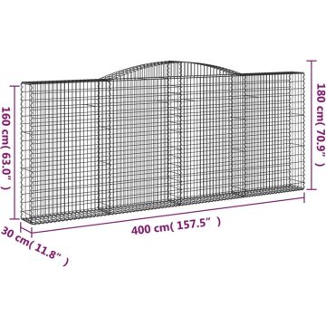 vidaXL Schanskorven 4 st gewelfd 400x30x160/180 cm ijzer