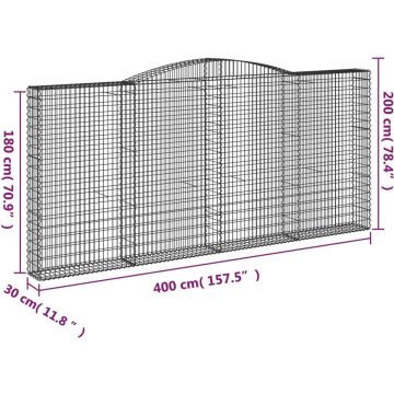 vidaXL Schanskorven 5 st gewelfd 400x30x180/200 cm ijzer