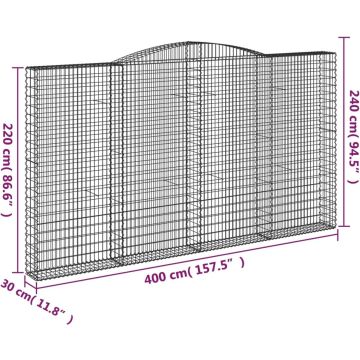 vidaXL Schanskorven 4 st gewelfd 400x30x220/240 cm ijzer