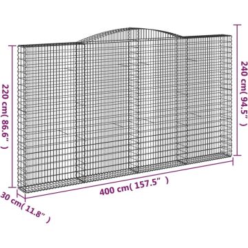 vidaXL Schanskorven 7 st gewelfd 400x30x220/240 cm ijzer