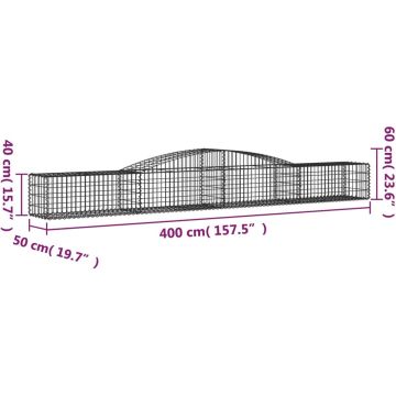 vidaXL Schanskorven 4 st gewelfd 400x50x40/60 cm ijzer