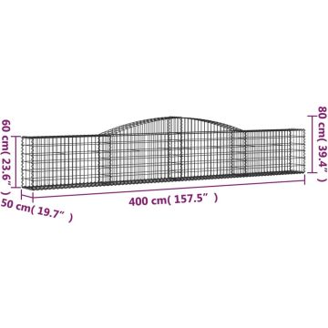 vidaXL Schanskorven 6 st gewelfd 400x50x60/80 cm gegalvaniseerd ijzer