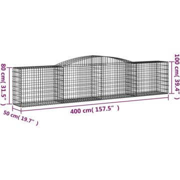 vidaXL Schanskorven 9 st gewelfd 400x50x80/100 cm gegalvaniseerd ijzer