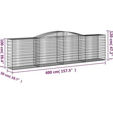 vidaXL Schanskorven 15 st gewelfd 400x50x100/120 cm ijzer