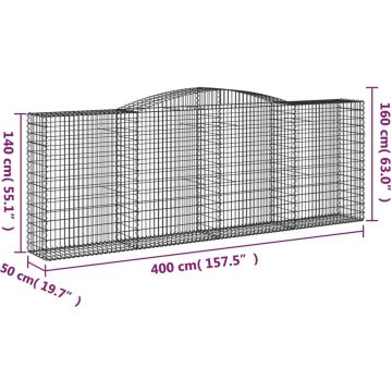 vidaXL Schanskorven 3 st gewelfd 400x50x140/160 cm ijzer