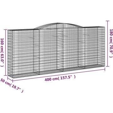 vidaXL Schanskorven 5 st gewelfd 400x50x160/180 cm ijzer