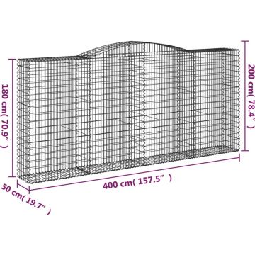 vidaXL Schanskorven 4 st gewelfd 400x50x180/200 cm ijzer