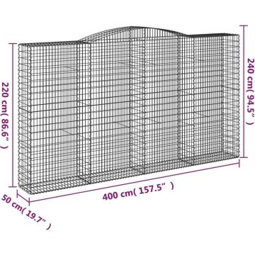 vidaXL Schanskorven 2 st gewelfd 400x50x220/240 cm ijzer