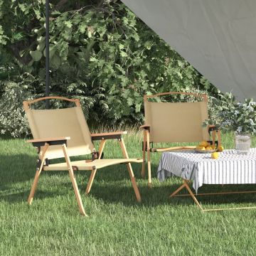 vidaXL Campingstoelen 2 st 54x43x59 cm oxford stof beige