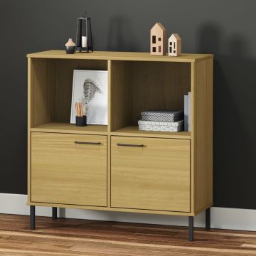 vidaXL Boekenkast met metalen poten OSLO 90x35x90,5 cm hout bruin