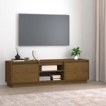 vidaXL Tv-meubel 140x35x40 cm massief grenenhout honingbruin