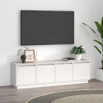 vidaXL Tv-meubel 156x37x45 cm massief grenenhout wit