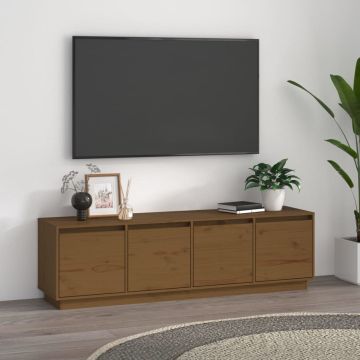 vidaXL Tv-meubel 156x37x45 cm massief grenenhout honingbruin