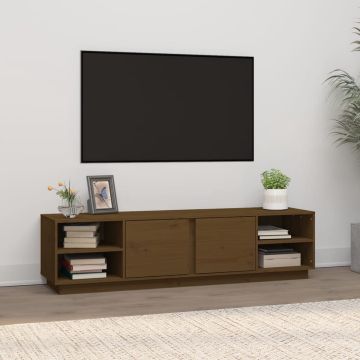 vidaXL Tv-meubel 156x40x40 cm massief grenenhout honingbruin