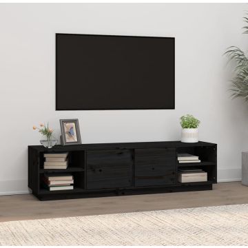 vidaXL Tv-meubel 156x40x40 cm massief grenenhout zwart