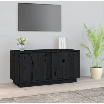 vidaXL Tv-meubel 80x35x40,5 cm massief grenenhout zwart