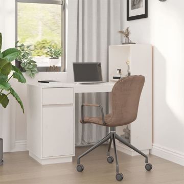 vidaXL Bureau 110x53x117 cm massief grenenhout wit