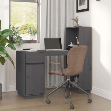 vidaXL Bureau 110x53x117 cm massief grenenhout grijs