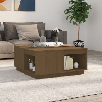 vidaXL Salontafel 80x81x36,5 cm massief grenenhout honingbruin