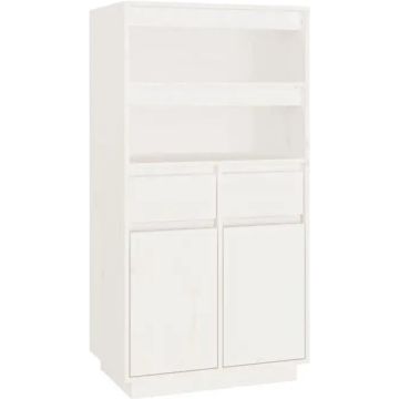 vidaXL Hoge kast 60x40x116,5 cm massief grenenhout wit