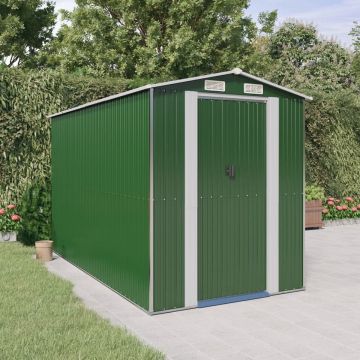 vidaXL Tuinschuur 192x357x223 cm gegalvaniseerd staal groen