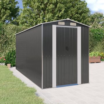 vidaXL Tuinschuur 192x440x223 cm gegalvaniseerd staal antracietkleurig