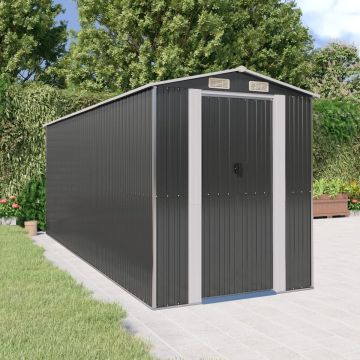 vidaXL Tuinschuur 192x523x223 cm gegalvaniseerd staal antracietkleurig