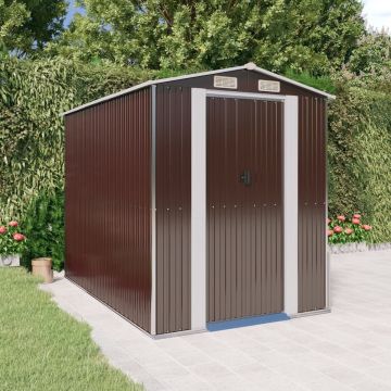 vidaXL Tuinschuur 192x274x223 cm gegalvaniseerd staal donkerbruin