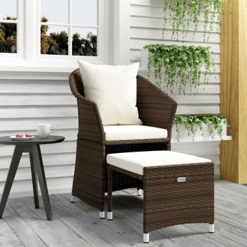 vidaXL 2-delige Loungeset met kussens poly rattan bruin