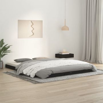 vidaXL Bedframe massief grenenhout zwart 150x200 cm 5FT King Size