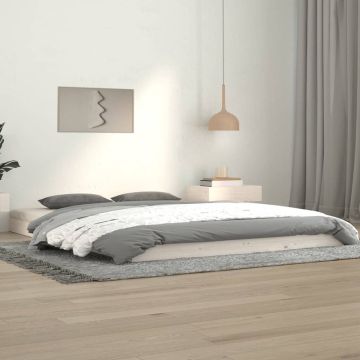 vidaXL Bedframe massief grenenhout wit 140x190 cm