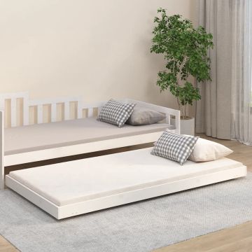 vidaXL Bedframe massief grenenhout wit 90x200 cm