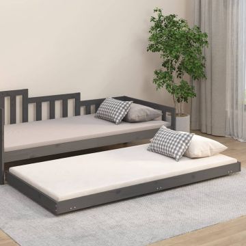 vidaXL Bedframe massief grenenhout grijs 90x200 cm