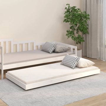 vidaXL Bedframe massief grenenhout wit 75x190 cm