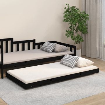 vidaXL Bedframe 75x190 cm massief grenenhout zwart