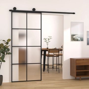 vidaXL Schuifdeur met beslag 90x205 cm ESG-glas en aluminium