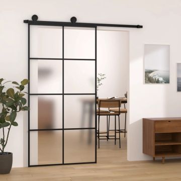 vidaXL Schuifdeur met beslag 102,5x205 cm ESG-glas en aluminium