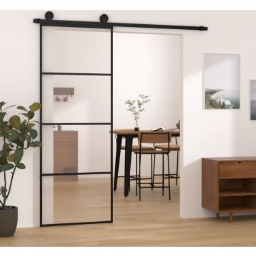 vidaXL Schuifdeur met beslag 76x205 cm ESG-glas en aluminium