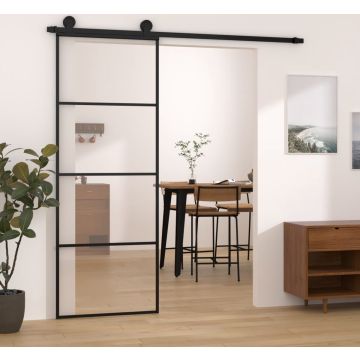 vidaXL Schuifdeur met beslag 76x205 cm ESG-glas en aluminium