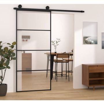 vidaXL Schuifdeur met beslag 90x205 cm ESG-glas en aluminium