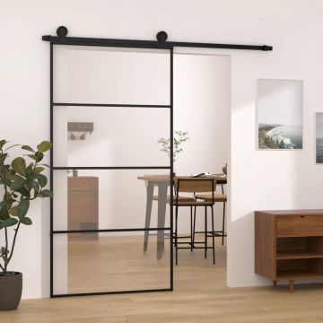 vidaXL Schuifdeur met beslag 102,5x205 cm ESG-glas en aluminium